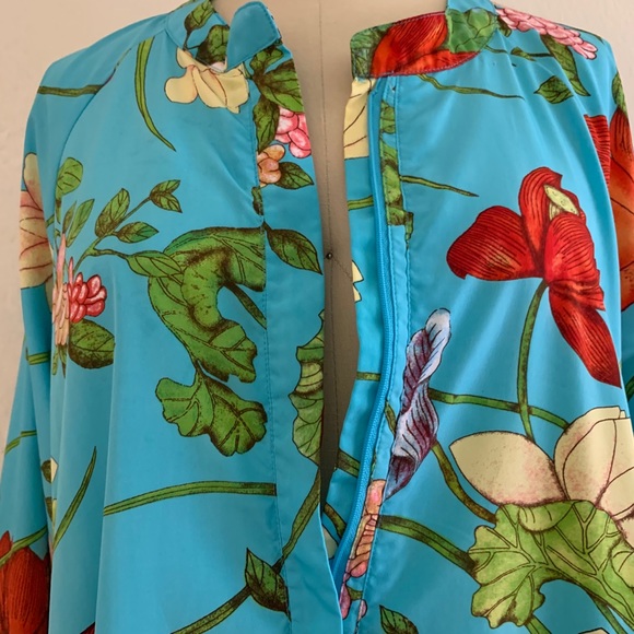 Sold Aqua Blue Floral Maxi Kaftan - Picture 11 of 12